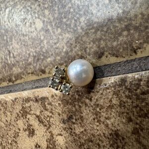 14K Gold IPS Pearl & Diamond Stud Earring Single Imperial Pearl Syndicate #16